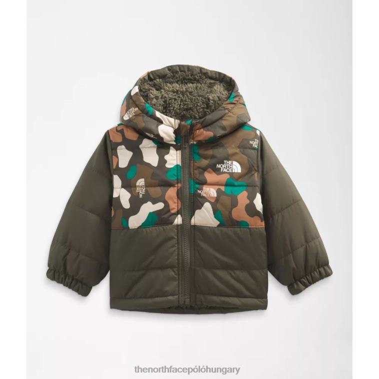 6T08T5935 új taupe zöld The North Face Baba megfordítható rögzítésű chimbo teljes cipzáras kapucnis kabát